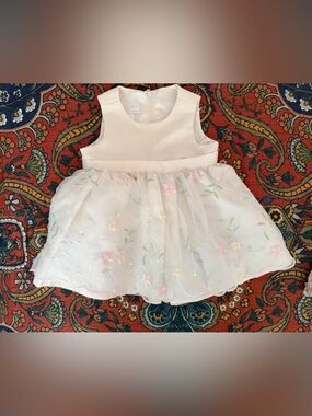 American Princess White Floral Embroidered Party Dress